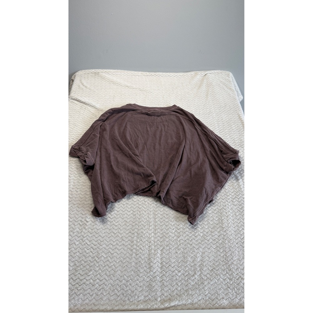 We The Free Free People Be Free T-Shirt Oversized Boxy Raw Hem Plum Purple Small
